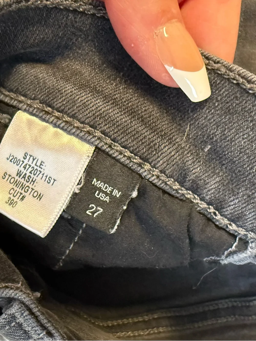 Veronica Beard Beverly Skinny Flare High Rise Jeans Size 27 Charcoal Gray Button